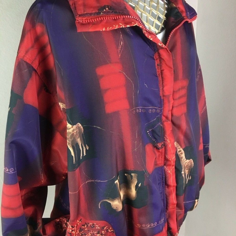 Vintage bomber jacket art wear giraffe zoo